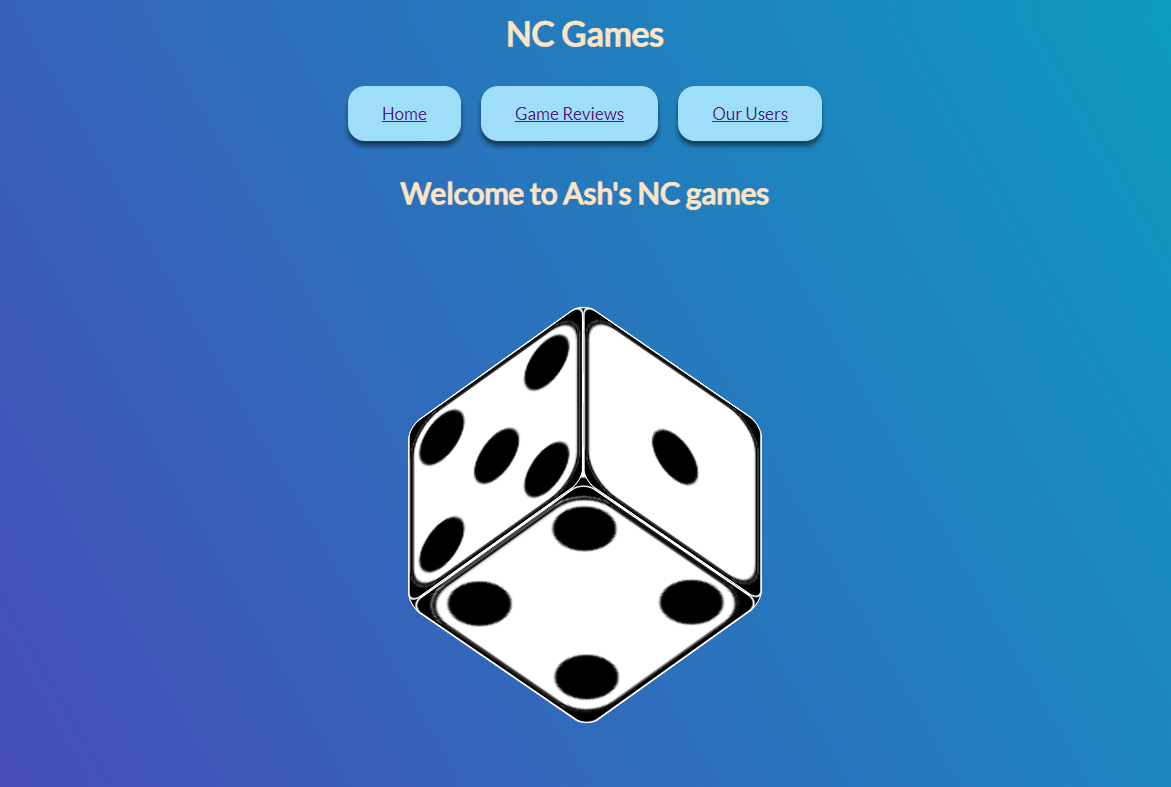 Home Screen of NC Games